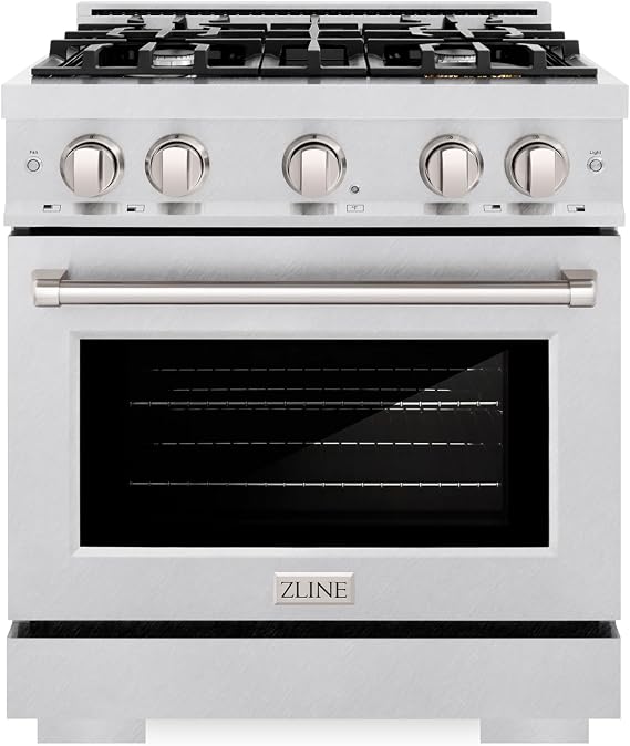 ZLINE 30 in. 4.2 cu. ft. Select Gas Range with 4 Burner Cooktop and Convection Gas Oven in Satin Stainless Steel (HGRS-30)