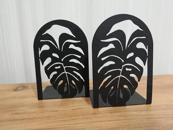 Risingmaber Dekoratif Yaprak Desenli Metal Kitap Tutucu 2’li paket MK14S