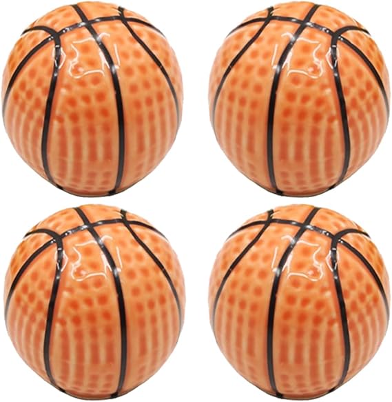 Ceramic Basketball Dresser Knobs, [4 Pack] Decor Ball Drawer Pulls and Knobs, Kitchen Furniture Knobs for Boys Drawer/Cupboard/Wardrobe/Closet (Basketball, 4 Pieces)