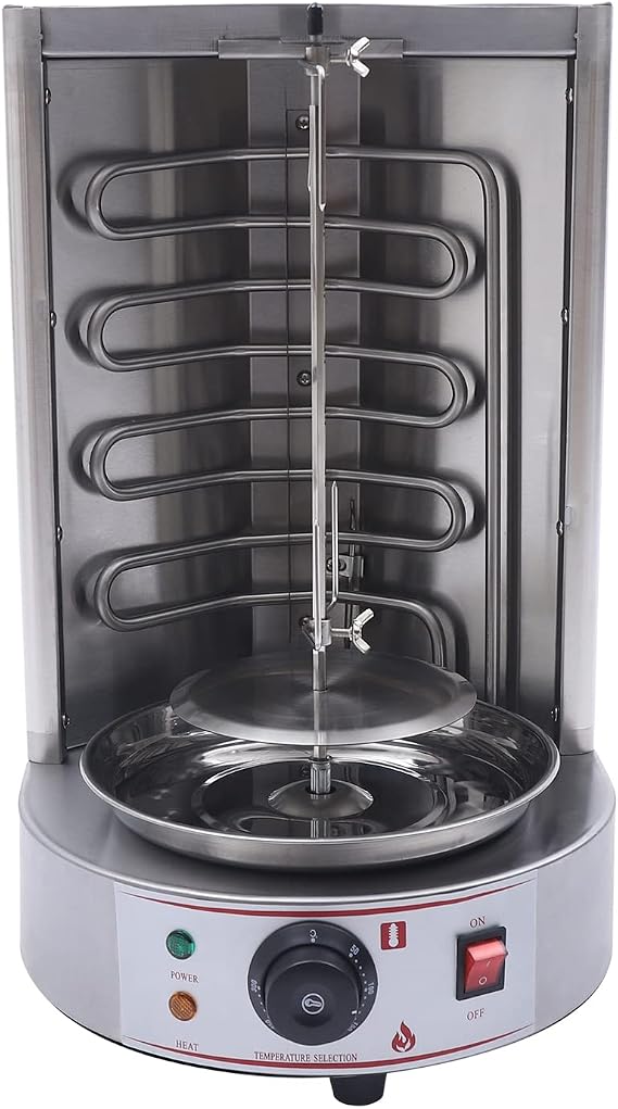 Electric Vertical Broiler Shawarma Machine Stainless Steel Rotating Broiler Grill 1.6kW Kebab Gyro Rotisserie Oven 110V Suitable for Kebabs, Shawarma, Rotisserie