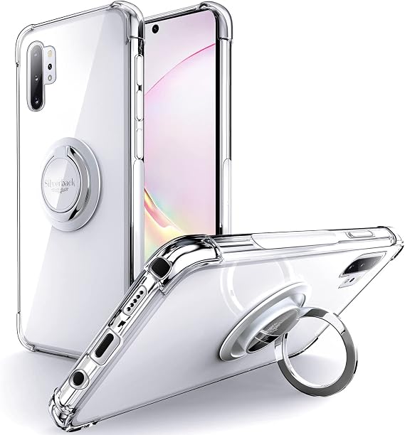 Silverback for Galaxy Note 10 Plus Case Clear with Ring Kickstand, Protective Soft TPU Shock -Absorbing Bumper Shockproof Phone Case for Samsung Galaxy Note 10 Plus -Clear