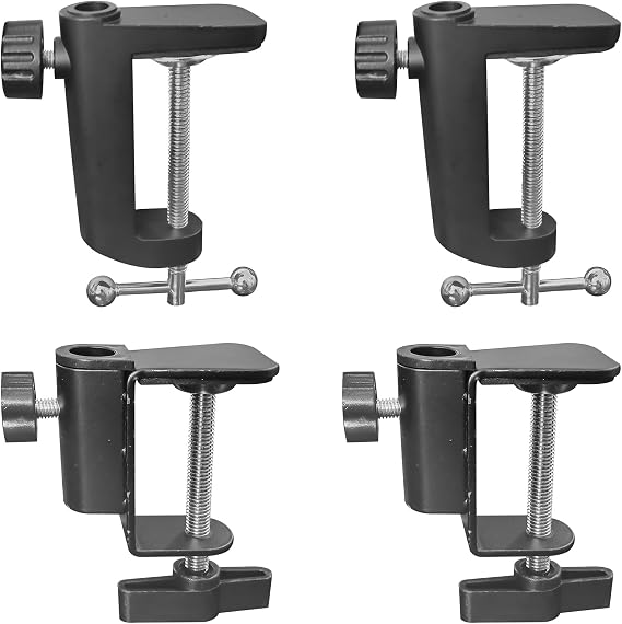 4Pcs Desk C-Clamp with 1/2" Thread Hole, Adjustable Cantilever Bracket Desk Light Clamp Mount Holder Table Clamps for Swing Arm Lamp Microphone, Maximum Gap is 45mm/55mm