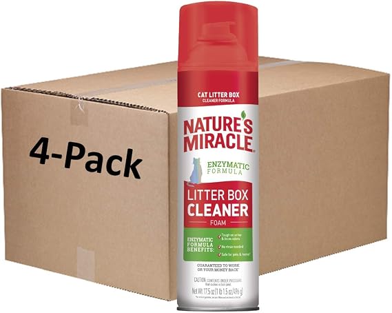Natures Miracle Litter Box Cleaner Foam, Enzymatic Formula, 17.5 oz, Pack of 4