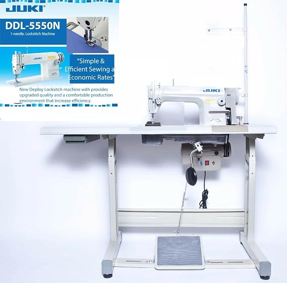Industrial Sewing Machine Juki DDL-5550 Lockstitch Sewing Machine DDL5550e Servo Motor + Table Stand + LED Lamp. Assembly Required