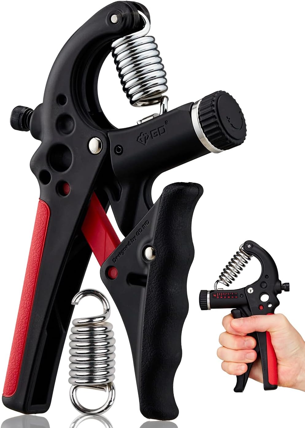 GD Grip2 Hand Grip Strengthener Grip Strength Trainer Adjustable Gripper 22~77lbs Forearm and Wrist Exerciser Strengthener for Grip Strength