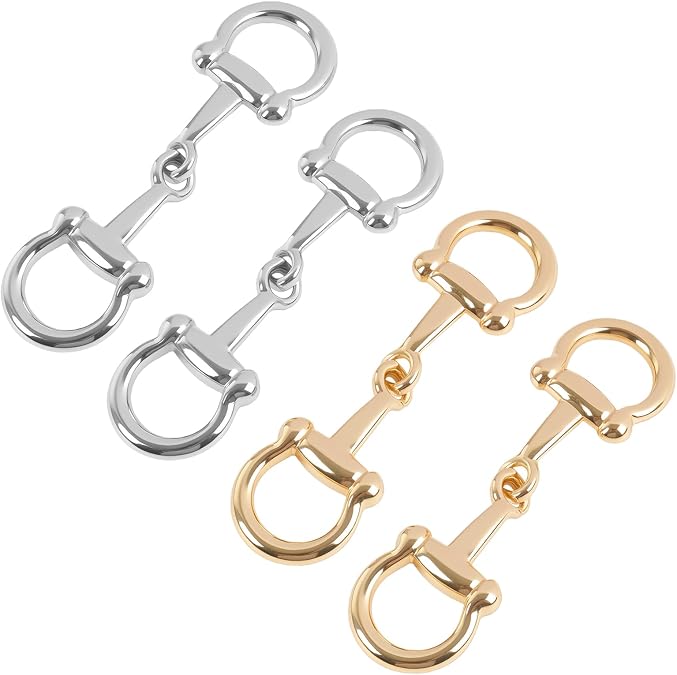 4 Pcs Scarf Rings for Women, Horse Bit Design Silk Scarf Buckle, Simple Metal Slide and Clasp for Shawls and Clothing Fashion Accessories, Elegant Gold and Sliver Finish