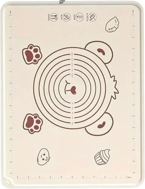 Büyük Boy Silikon Hamur Açma Matı, Krem Rengi, 50x70 cm, Yapışmaz ve Kaymaz Yüzey - 550 Gram
