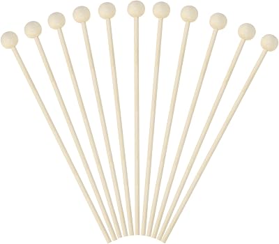Rock Candy Sticks with Ball Penta Angel 50Pcs 6Inch Wooden Cake Pop Treat Sucker Swizzle Stirrer Sticks for Christmas Birthday Party Chocolate Cake Topper Decoration Natural Wood, 15cm