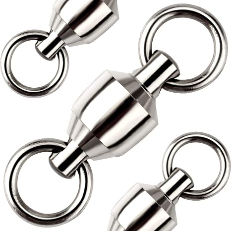 25 Pcs Ball Bearing Swivel Connector Tackle Fishing Accessories Stainless Steel Swivels Solid Welded Rings High Strength Heavy Duty Durability Barrel Game for Saltwater Freshwater 141