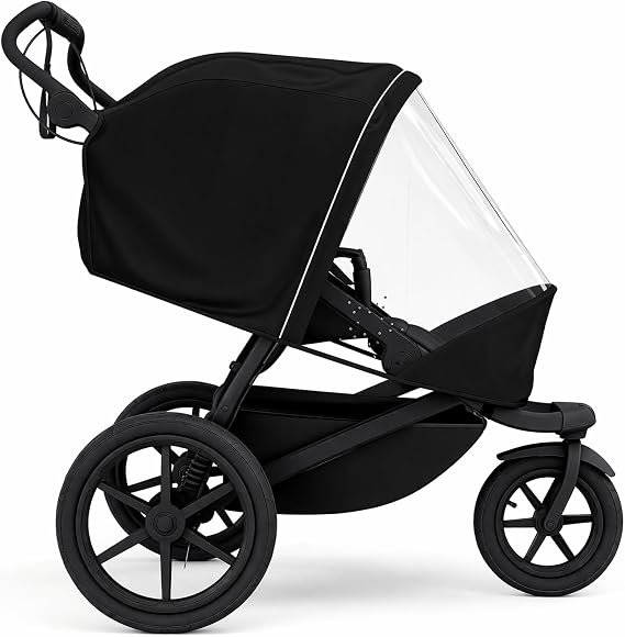 Thule Urban Glide 3 シングルベビーカーに適合するレインカバー、ジッパーウィンドウ付き防水防風ベビーカーウェザーシールド、通気性のある通気孔、反射ストリップ、収納バッグ付き、オールシーズンプロテクター