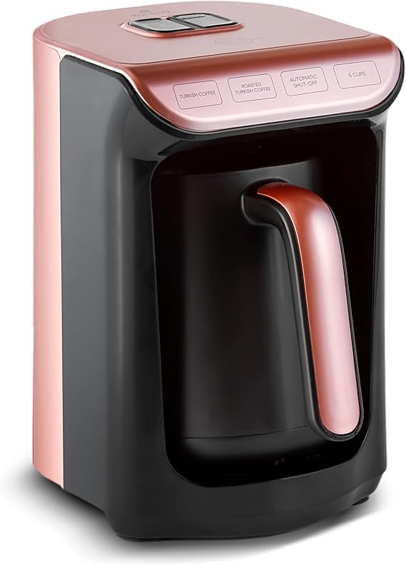 KARACA Hatır Köz Turkish Coffee Machine, for 5 People, 535W, Simple, Traditional & Fully Automatic Turkish Coffee Maker, Roseberry