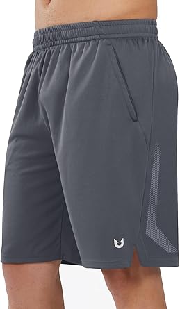 NORTHYARD Mens 10" Athletic Basketball Shorts with Zipper Pockets Quick Dry Lightweight Running Workout Gym Tennis Shorts SMOKEGREY M