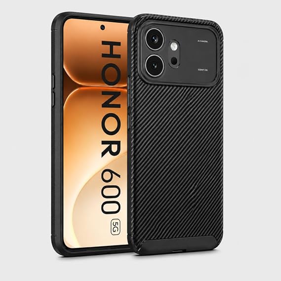 UnDePlus Huawei Honor 600 ile uyumlu Kılıf Karbon Silikon Case Siyah