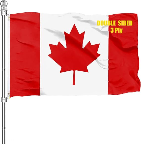 Canada Canadian Flag 3x5 Outdoor, Double Sided Heavy Duty Polyester Canadian National Country Flags Long Lasting Vivid Color 4 Stitched Hemming Brass Grommets