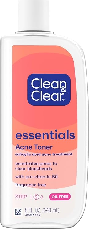 Clean & Clear Essentials Oil-Free Acne Toner, 2% Salicylic Acid, 8 fl oz