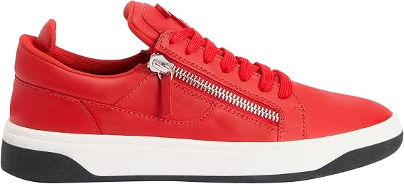 GZ94 Low Top Leather Sneakers With Silver Metal Zippers