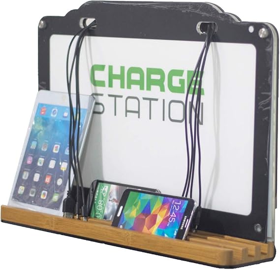 Wall Mount Cell Phone Charging Station with Multiple Devices Fast Charge Built-in LED Lighting Applicable Airport Hotel Office and Public Places