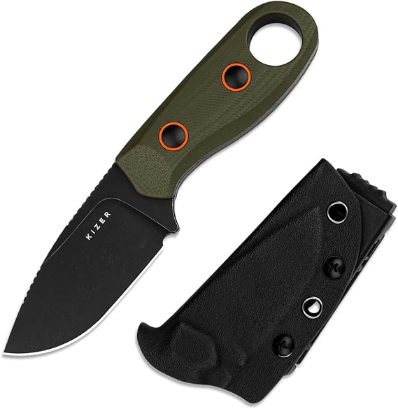 Kizer Beaver Fixed Blade Knife, 2.75" D2 Blade, Olive Green G10 Handle