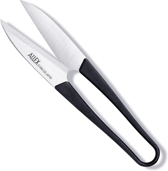 ALLEX Japanese Thread Snips for Sewing and Embroidery 4.5" (Long), Made in JAPAN, Spring Loaded Small Thread Snippers Scissors, Black
