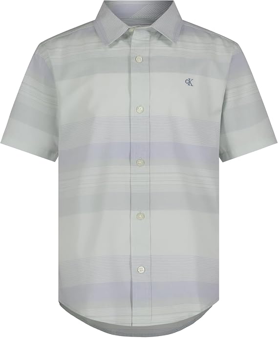 Calvin Klein Boys' Short Sleeve Woven Button-Down Shirt