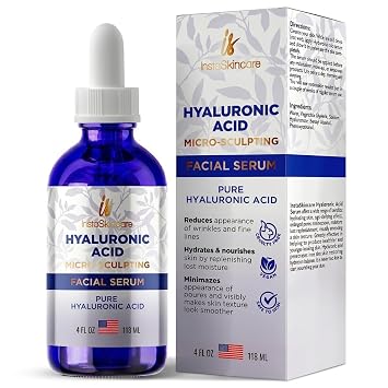 instaSkincare 100% Pure Hyaluronic Acid Serum for Face, 4oz - Deep Hydration Facial Moisturizer - Micro-Sculpting Formula for Radiant Skin - Cruelty-Free & Vegan