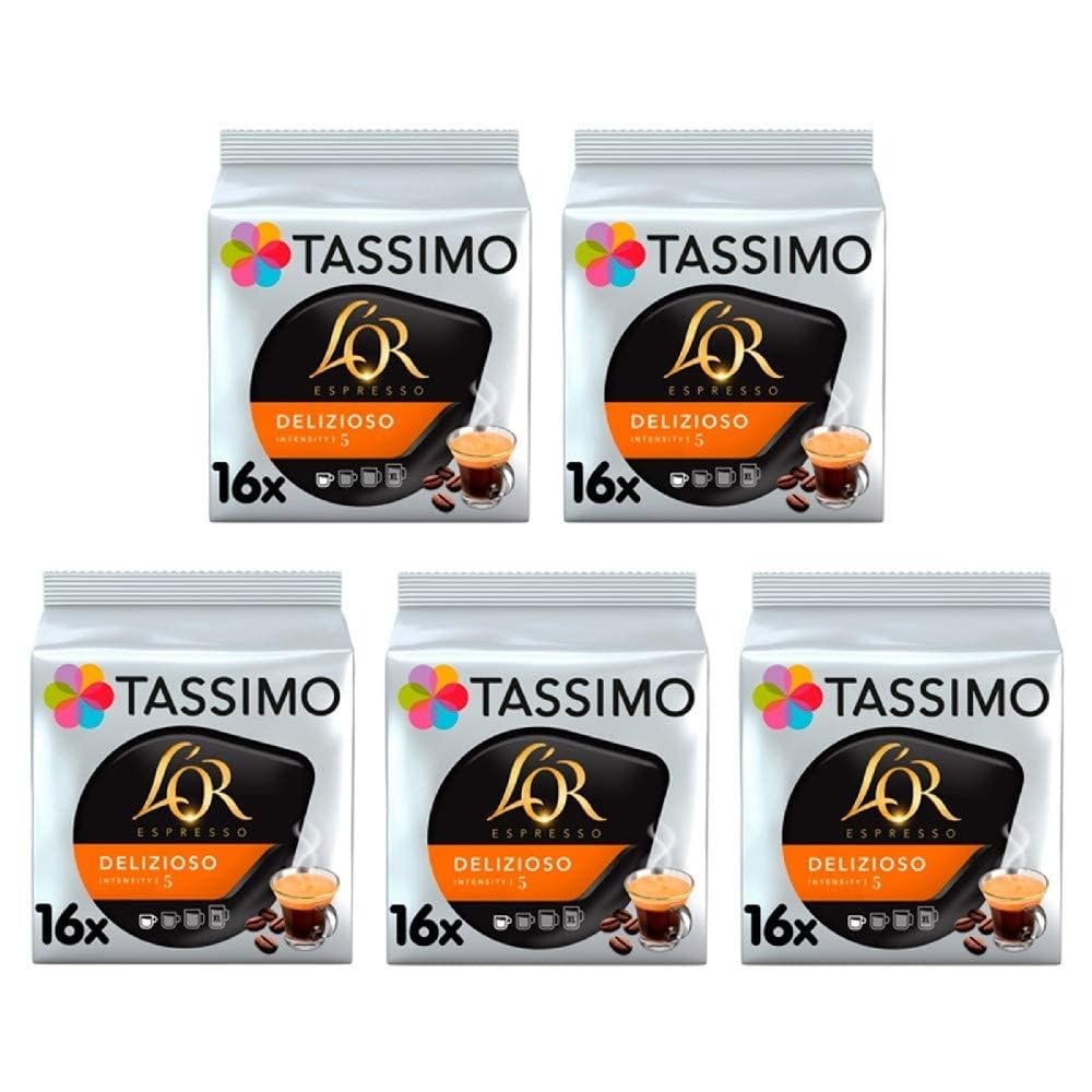 Tassimo L'OR Espresso Delizioso Coffee 16 Capsules - 5 packs (80 drinks)