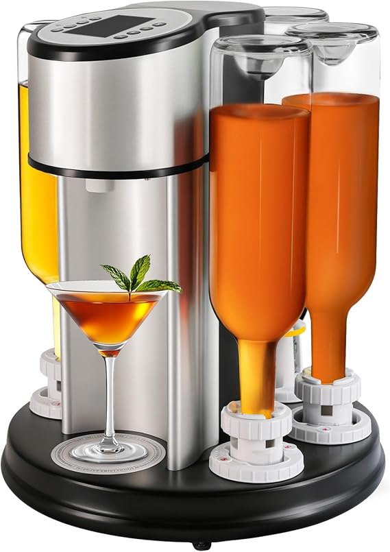 Automatic Cocktail Maker No Capsules Needed, 170+ Built-in Recipes, Voice & Touch Control, Portable with Battery, Perfect Home Bar Gift for Men, Women, Dad (Black)
