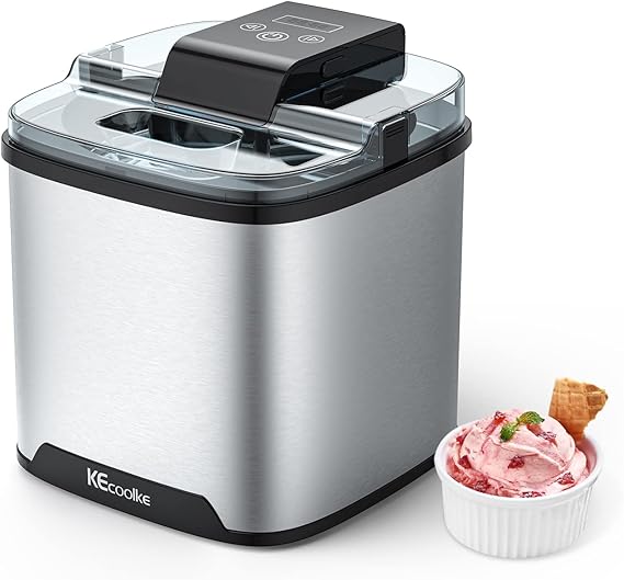 KECOOLKE Ice Cream Maker, Electric Ice Cream Machine Countertop Fruit Soft Serve Homemade Large Capacity 2 Quart