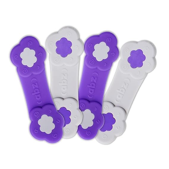 ABZ Pin Free Cloth Diaper Fasteners for Prefolds, Pre-Flats or Flat Diapers - 4 Pack - Purple