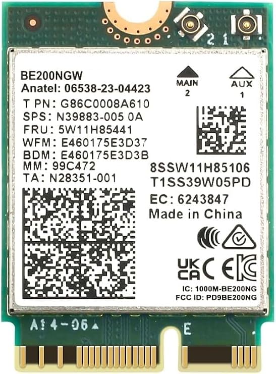 WiFi 7 Adapter for Intel BE200 | M.2 PCIe Format | Tri-Band 2.4/5/6 GHz | Up to 5.8 Gbps | WiFi Card for PCs | Bluetooth 5.4 Compatible | for Intel PC with Windows 10/11 | BE200NGW