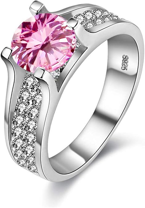 Uloveido Women's Platinum Plated Round Cut AAA Cubic Zirconia Wedding Band Promise Ring for Her with Birthstone Y006