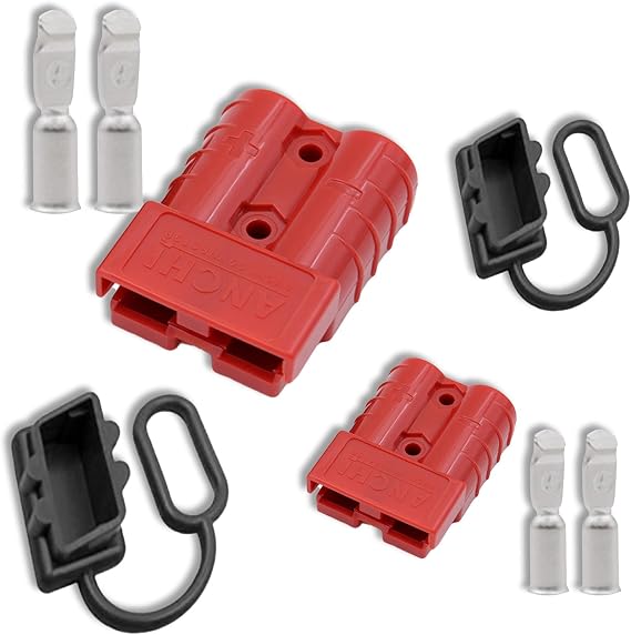 Pack of 2 50a Battery Quick Connect/Disconnect Connector, Direct Insertion Type, Suitable for Most Cars, Electric Vehicles, Forklifts (Red/Black)