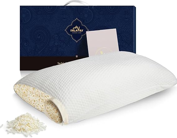 Talatex Adjustable Cervical Pillow - Orthopaedic Neck Support with Shredded Latex, for Side and Back Sleepers to Neck Pain Relief, with Washable Cover (Queen(70×40cm), Granular Shredded Latex)