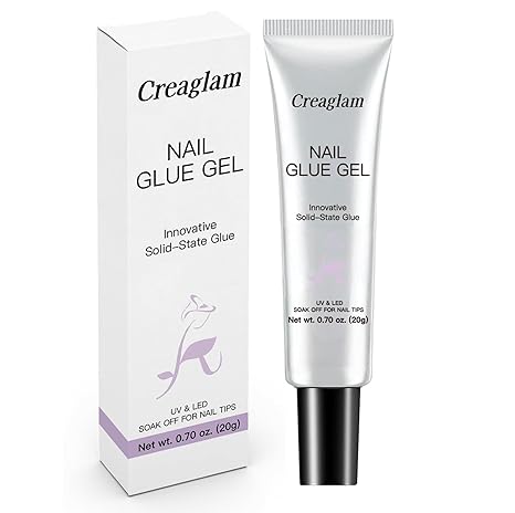 Creaglam Solid Gel Nail Tips: Semi Solid Soft Nail Glue for Press Super Strong Fake Nail Glue Acrylic Nails Polygel - 20g Clear Nail for Art Salon Long Lasting Builder UV Lamp Curing Needed