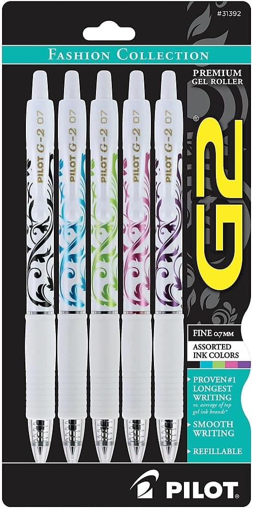 Pilot G2 Premium Gel Pens, Gel Roller Pens, Fine Point 0.7 mm Fashion Collection Assorted Colors 5