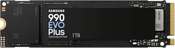 Samsung SSD 990 EVO Plus 1TB, PCIe Gen 4x4 | 5x2 M.2 2280, Up to 7,150 MB/s | NVMe Internal Solid State Drive, Upgrade Storage for PC/Laptops, HMB Technology & Intelligent Turbowrite 2.0 (MZ-V9S1T0B/AM)