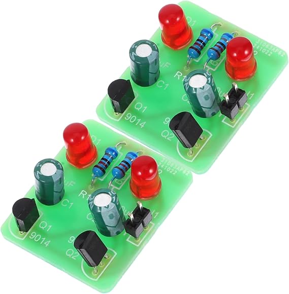 2 Sets Electronic Soldering Kit with Multiple Oscillation Modes and LED Bistable Circuit, Green PC Material DIY Soldering Board Practice Kit for Scientific Experiments