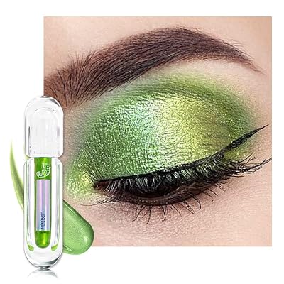 AMYS DIARY Duochrome MultiChrome Chameleon Liquid Metallic Eyeshadow, High-Impact Multi-Dimensional Finish,Green Silky Smooth and High Pigment Holographic Glitter Eyeshadow Makeup 01#