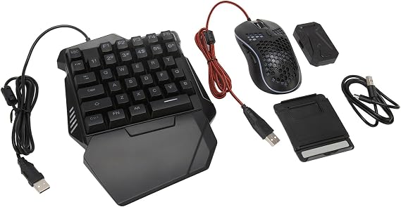 One Handed Mechanical Keyboard, High Sensitivity RGB Wired USB Low Noise Keyboard Converter Set for Mobile Game