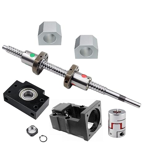 20mm Bidirectional Ball Screw Left and Right Hand Ballscrew CNC Kit SFU2005 L: 11.81 inch / 300mm + 2 Nuts + 2 Housings + Coupler + BK/BF15 Bearing Support + Nema 23 Motor Mounting Bracket