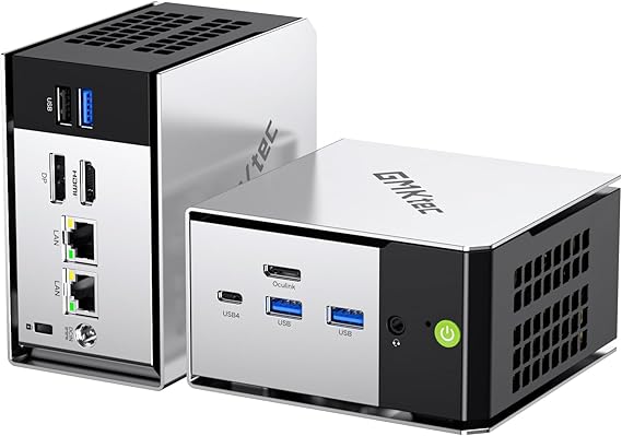 GMKtec M8 AMD Ryzen 5 Mini PC Windows 11 PRO 6650H (Beat 7430U, 6C/12T 4.50Ghz),16GB LPDDR5x 6400MHz RAM + 512GB Mini Computer PCle SSD/Dual NIC LAN 2.5GbE/Oculink/USB4/HDMI/USB-C/Micro PC