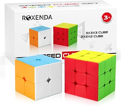 ROXENDA Speed Cube Set, 2X2 3X3 Speed Cube Original Fast Cube with Instruction Stickerless