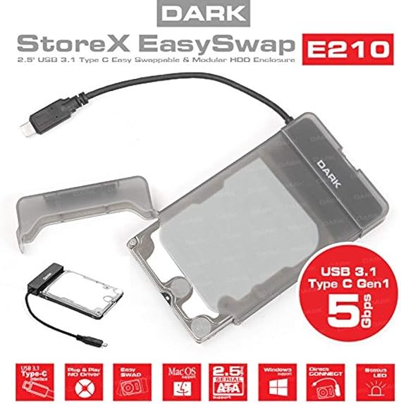 DARK DK-AC-DSE210, Storex E210 2.5" USB 3.1 Type-C SATA I / II / III SSD / SSHD / HDD Disk Box