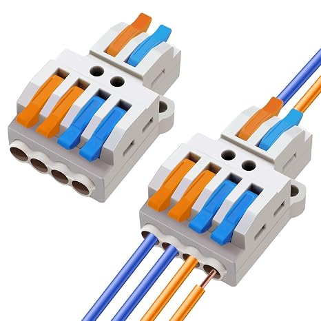 10Pcs Lever Wire Connectors,Screw Terminals Quick Wiring Cable Connector Push in Conductor Quick Wiring Terminal Connectors 2 in 4 Out