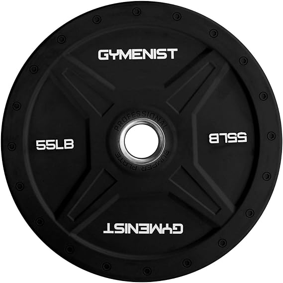 GYMENIST Bumper Plates is Made for 2 Inch Olympic Bars, Available from 10 LB up to 55 LB Black Or Multi Color Premium Commercial Gym