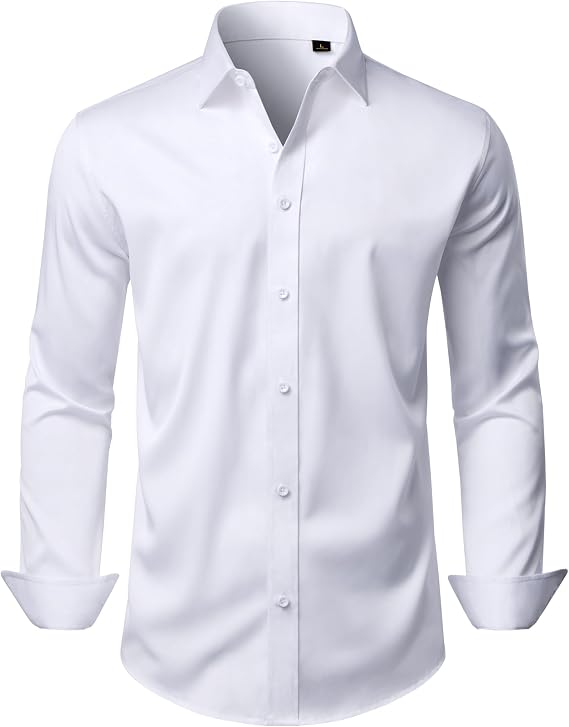 Mens Stretch Dress Shirts Long Sleeve Button Down Shirt, Wrinkle Resistant