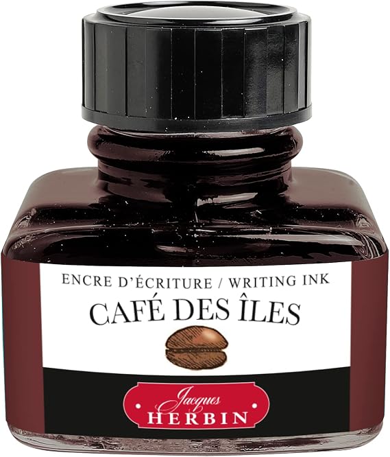 Jacques Herbin 13046T - A 30 ml Bottle of Ink for Fountain pens and Roller pens, Café des îles/Island Coffee - Made in France - Calligraphy - Writing