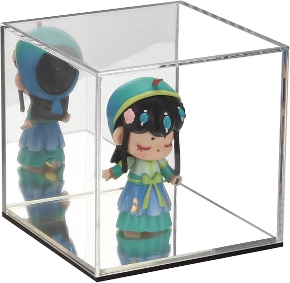 Mirrored Clear Acrylic Box for Collectibles Display, 4x4x4Inch