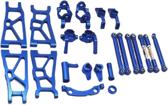 RC Upgrade Accessories for ZD Racing for DBX-10 1/10 RC Remote Control Car Upgrade Parts Front Rear Lower Swing Arm Steering Cup Rear Wheel Seat Pull Rod Set Car Accessories(Blue)