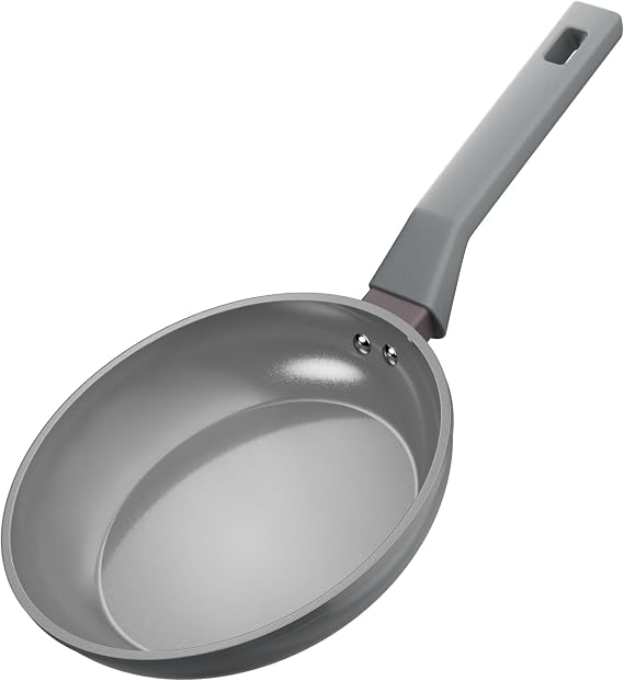 Sanho 20cm Frying Pan Non Stick, Ceramic Frying Pan for Induction Hob, Diamond Titanium Coating PFOA & PFAS Free Non Toxic Cookware Skillet - Grey